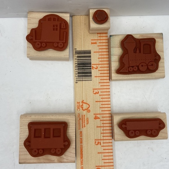 Stampin Up!Choo Choo Train Wood Rubber Stamp 5 PC Set Retired - Picture 7 of 10